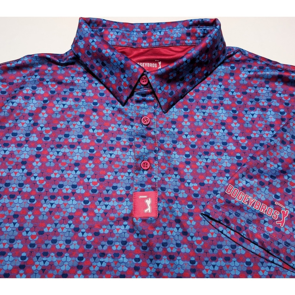 BOGEY BROS Golf Polo Shirt Large L Whale Tail Thong Print Pink Blue All Over